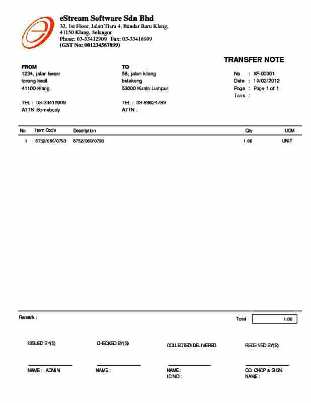 01 Stock Transfer